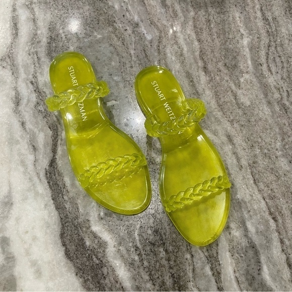 NWOT Stuart Weitzman Neon Electric Lime Braida Sawyer Jelly Sandals Size 9 - Picture 5 of 11